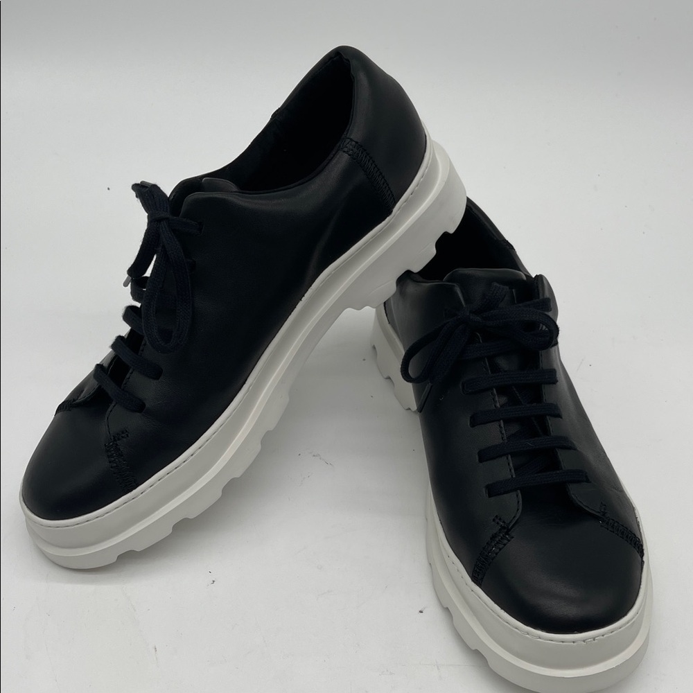 Camper Brutus Men’s Black Leather Shoes With White Chunky Soles Size 45/11